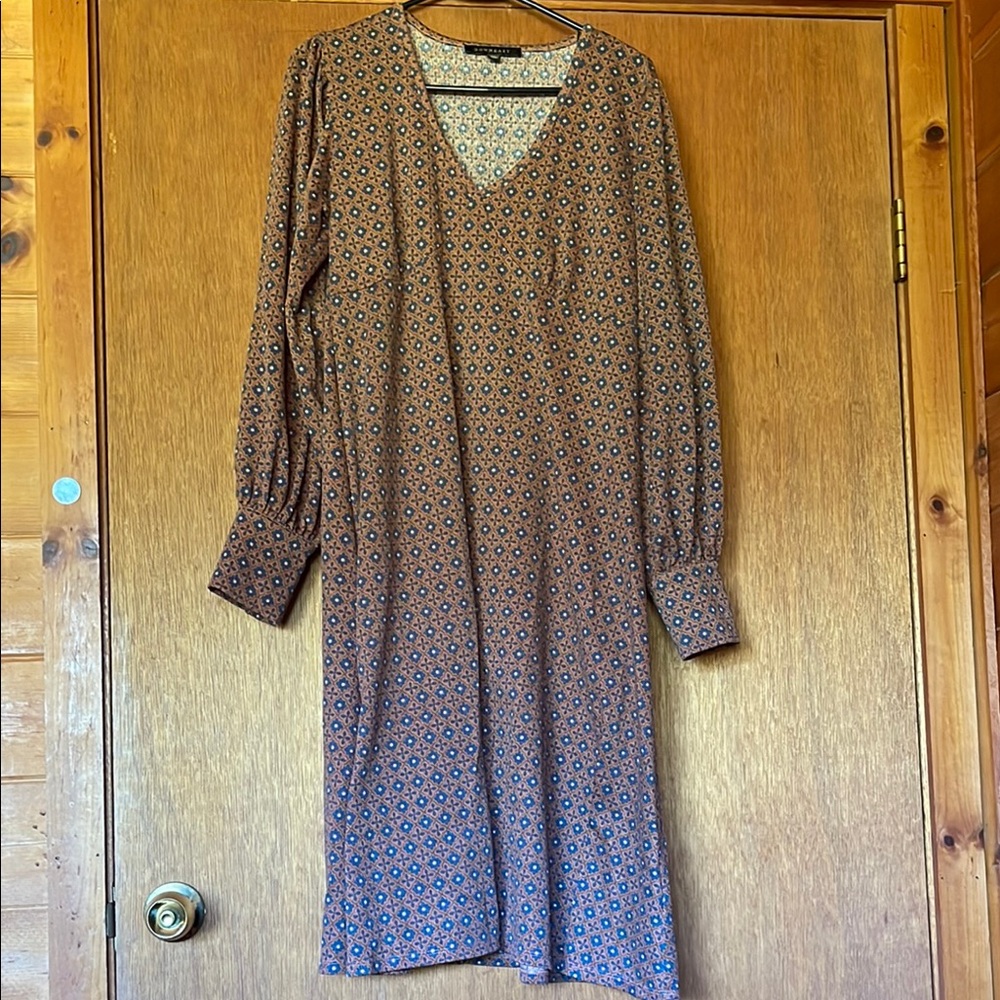 DownEast Blue Bishop Sleeve Sheath Dress